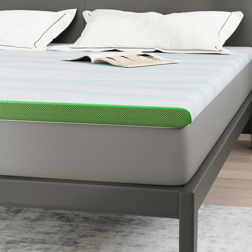 Topmadras hvid og grøn 200 x 200 cm i jacquardstof