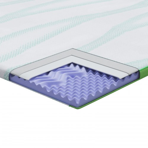 Topmadras i jacquardstof 70 x 200 cm - hvid og grøn