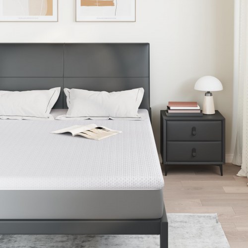 Topmadras i jacquardstof 140 x 200 cm - hvid