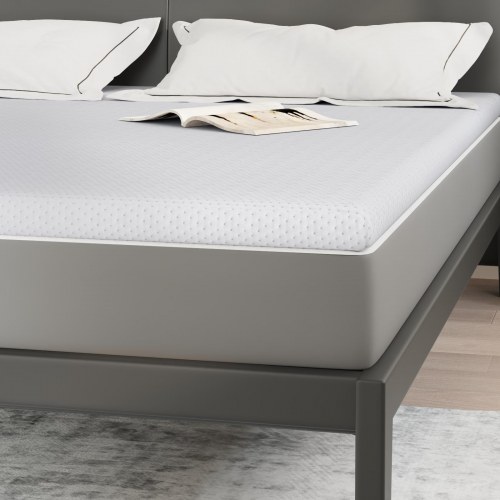 Topmadras 180 x 200 cm - hvid jacquard, 6 cm