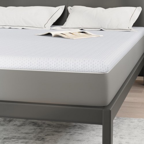 Topmadras i jacquardstof 140 x 190 cm - hvid