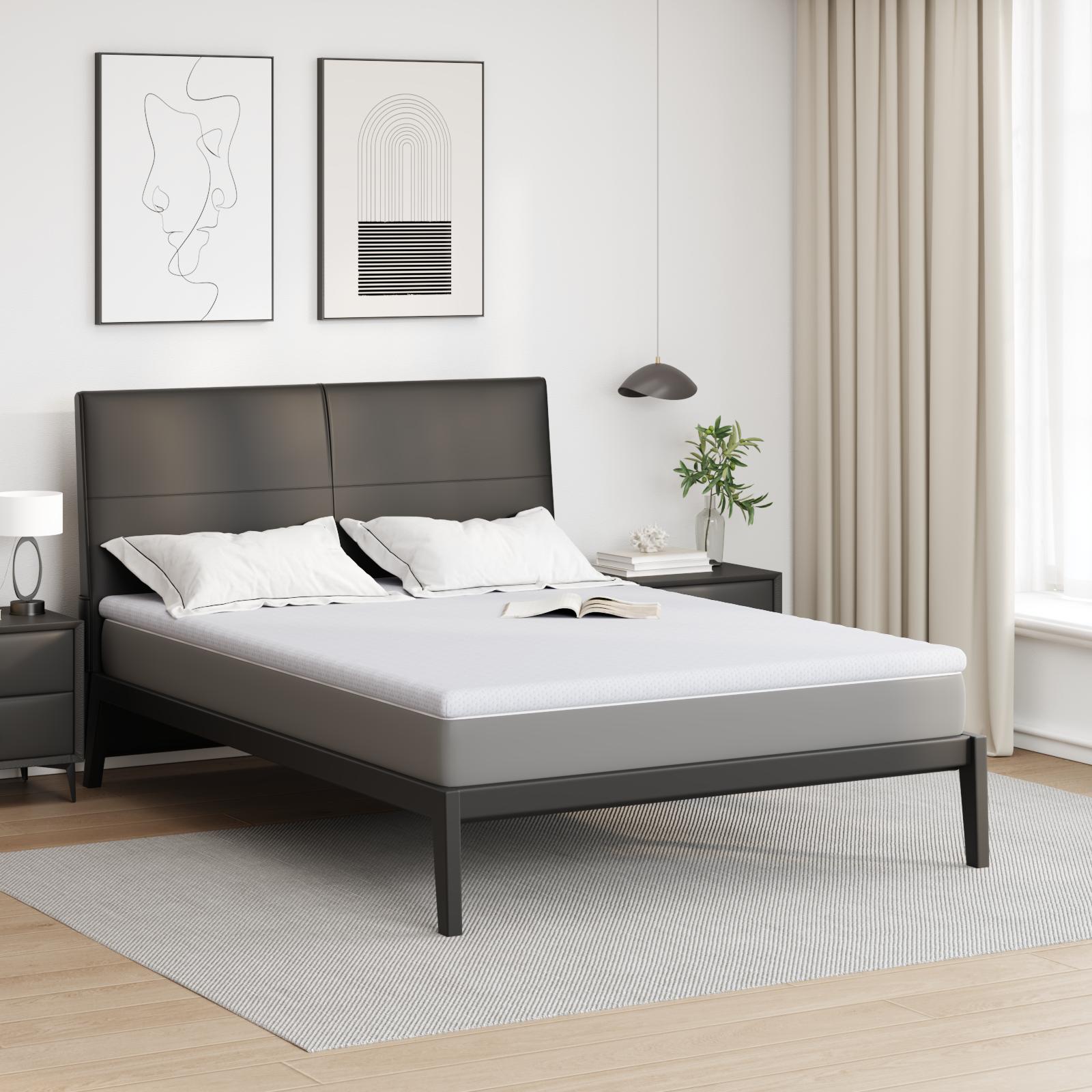 Topmadras 160 x 200 cm i hvid jacquardstof med memory-skum