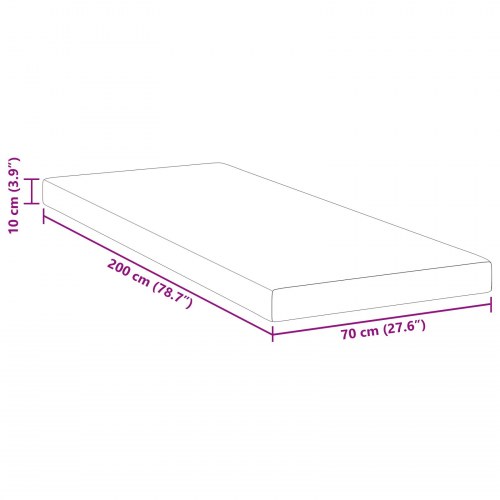 Topmadras i memoryskum 70 x 200 cm - hvid