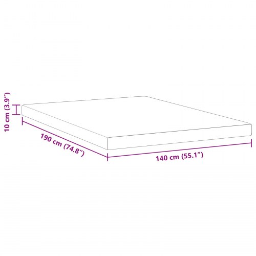 Topmadras i memoryskum 140 x 190 cm - hvid