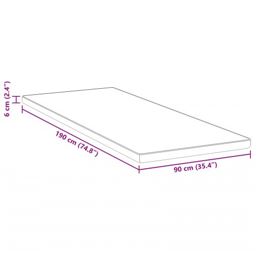 Topmadras i memoryskum 90 x 190 cm - hvid