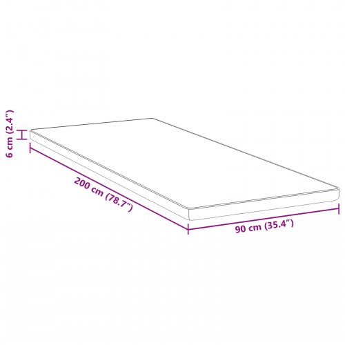 Topmadras i memoryskum 90 x 200 cm - hvid
