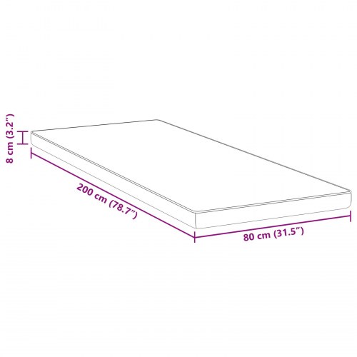 Topmadras med memory foam 80 x 200 cm - hvid