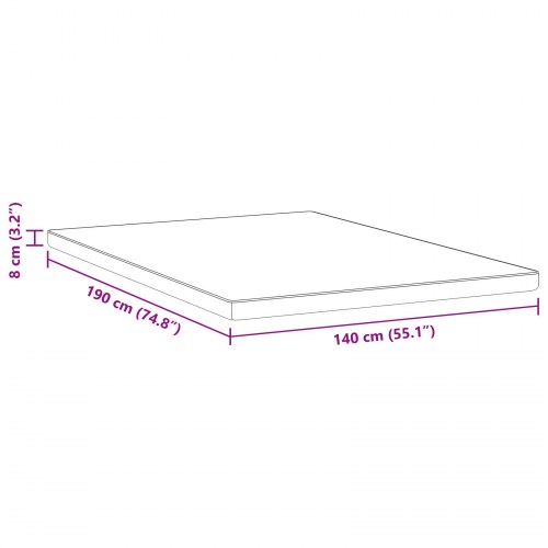 Topmadras i memoryskum 140 x 190 cm - hvid