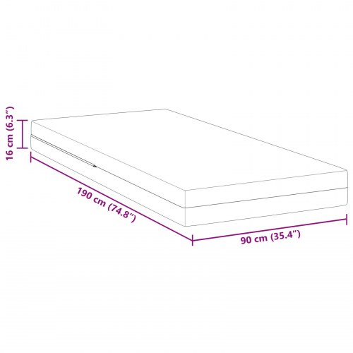 Skummadras medium fast 90 x 190 cm - hvid