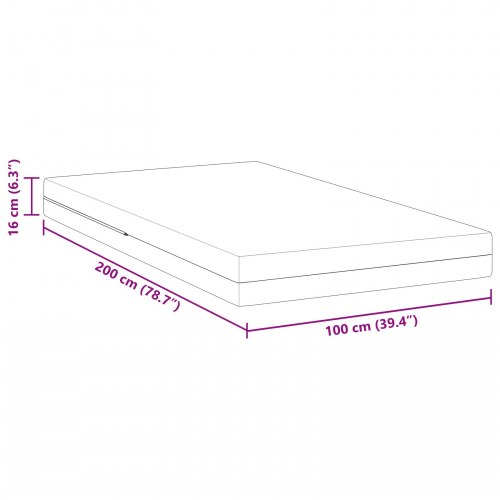 Skummadras medium fast 100 x 200 cm - hvid