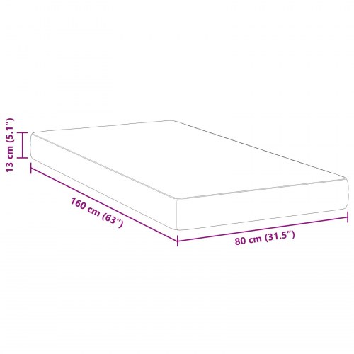 Gelmadras i memoryskum medium 80 x 160 cm - hvid