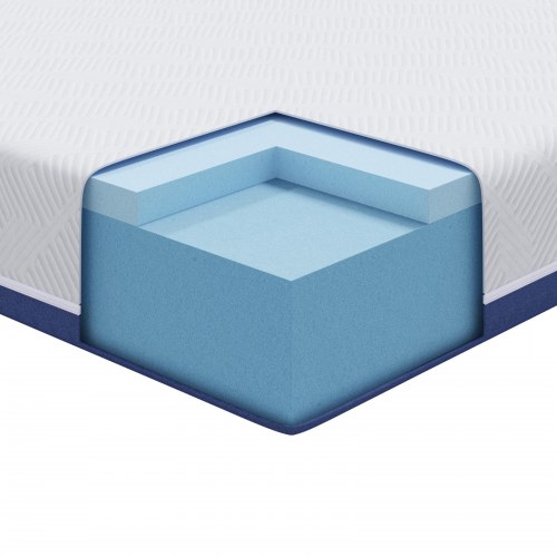 Madras med gel-memoryskum 80 x 200 cm - hvid og blå