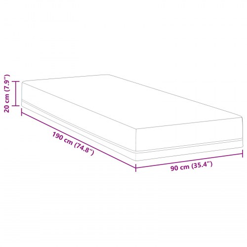 Gel-memory foam-madras 90 x 190 cm - hvid og blå