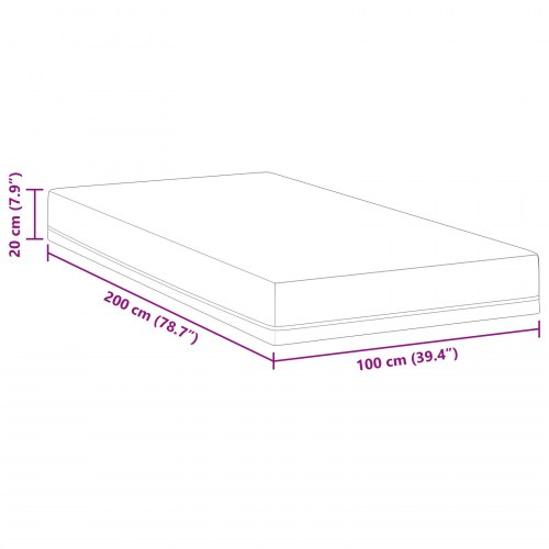 Gel-memory foam-madras 100 x 200 cm - hvid/blå
