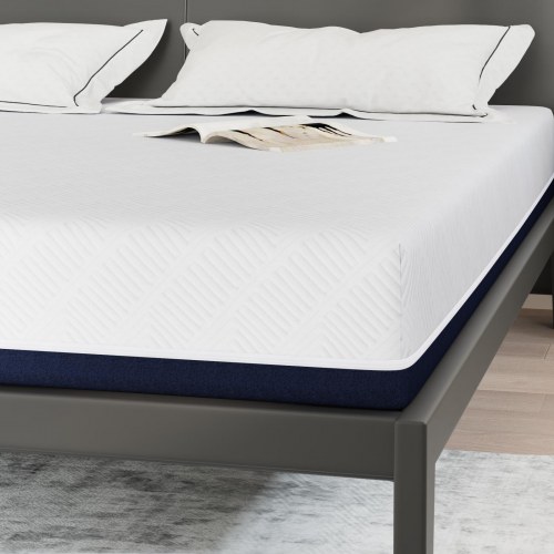 Gel-memory foam madras 180 x 200 cm - hvid/blå