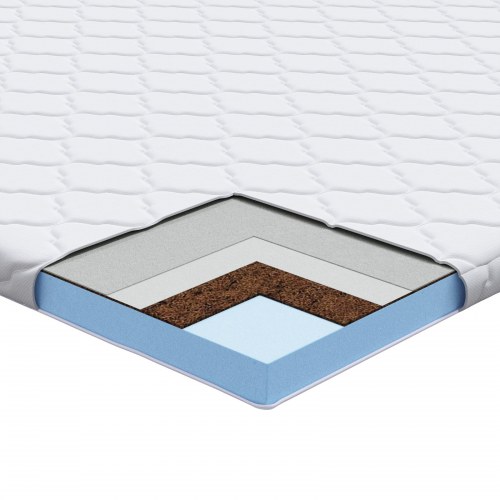 Topmadras med kokosfibre 200 x 200 cm - hvid