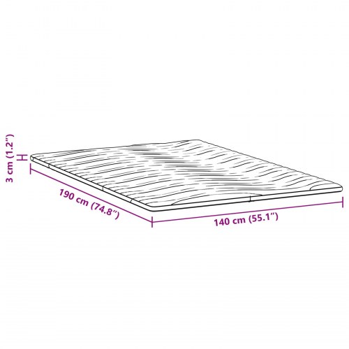 Topmadras i latex 140 x 190 cm - hvid