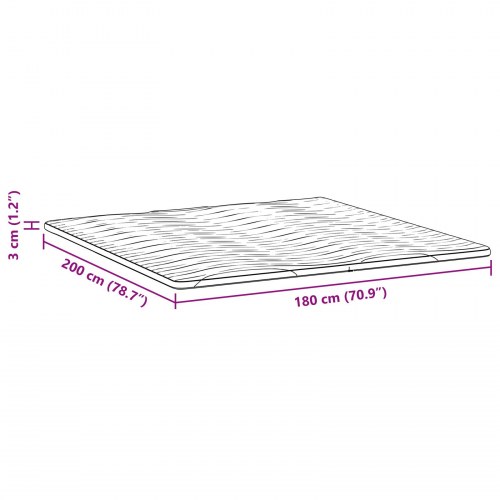 Topmadras i latexskum 180 x 200 cm - hvid