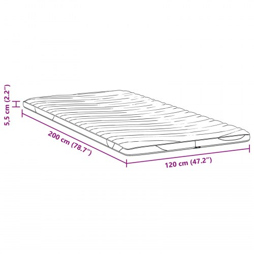 Topmadras i latex 120 x 200 cm - hvid