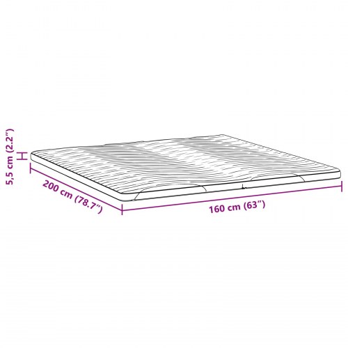 Topmadras med latexskum 160 x 200 cm - hvid