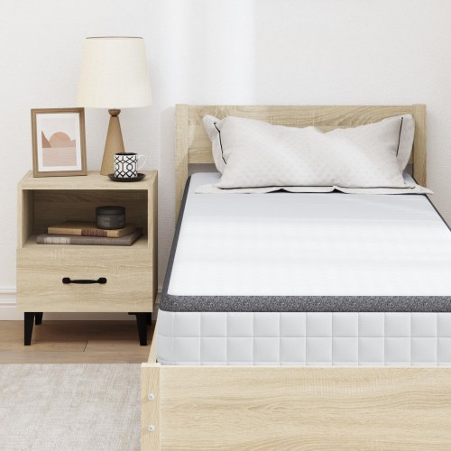 Bonnellmadras 80 x 200 cm medium blød - hvid/grå