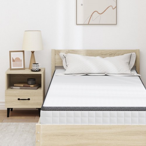 Madras med Bonnell-fjedre medium blød 90 x 190 cm - hvid og grå