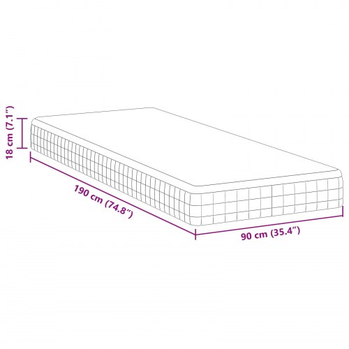 Madras med Bonnell-fjedre medium blød 90 x 190 cm - hvid og grå