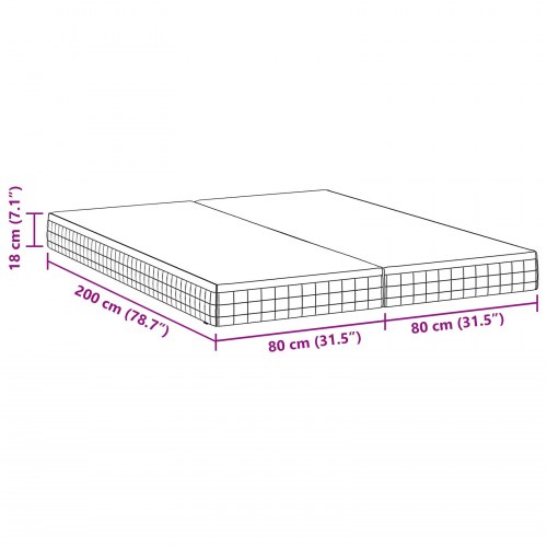 Bonnell-madrasser medium bløde 80 x 200 cm - hvid/grå, 2 stk.