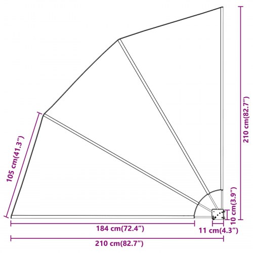 Balkon Afskærmning Sort 210 x 210 cm Stof