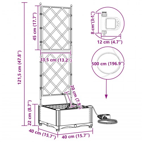 Havekrukker Grå 40 x 40 x 126 cm Stål