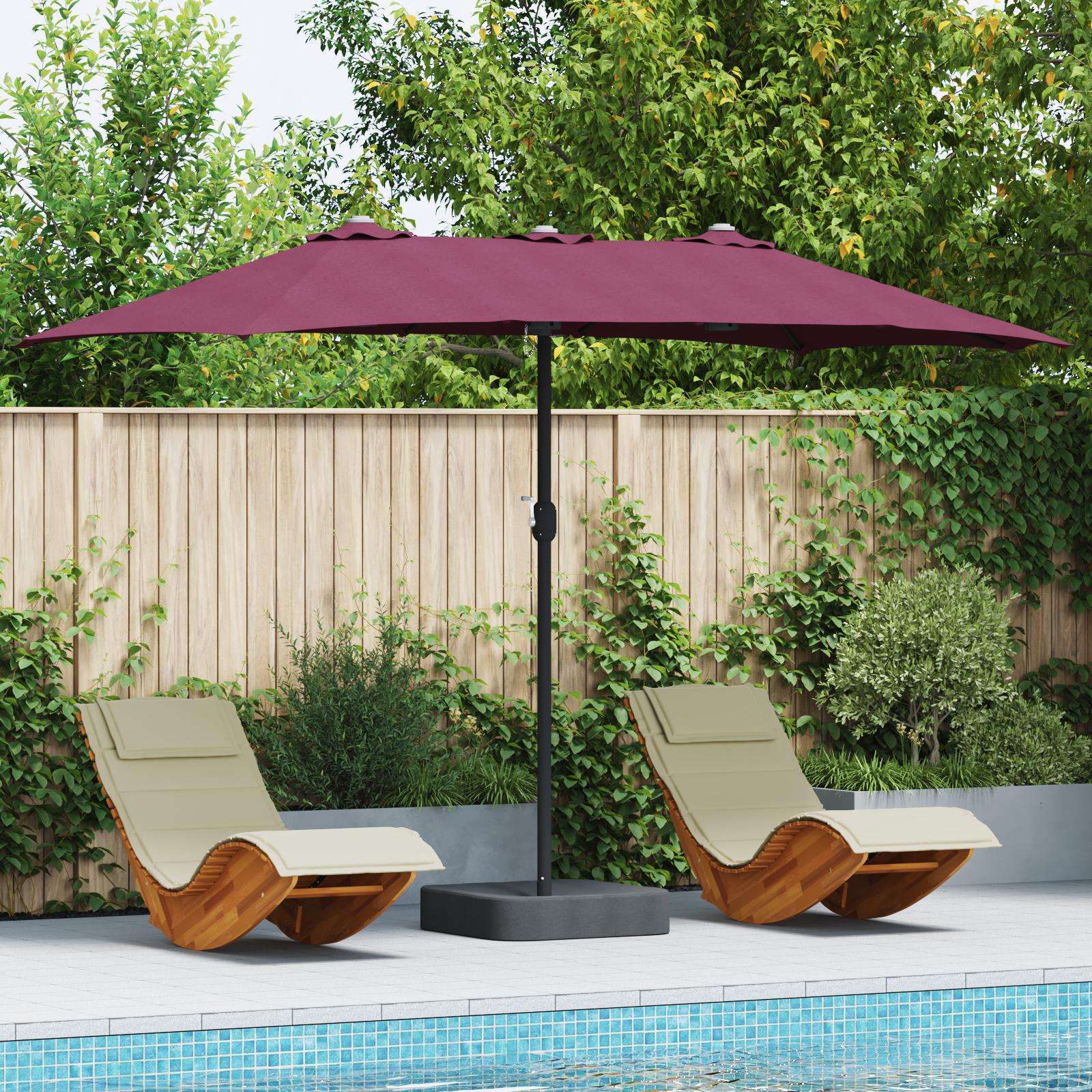 Haveparasol Bordeauxrød 385 x 209 x 244 cm Stof
