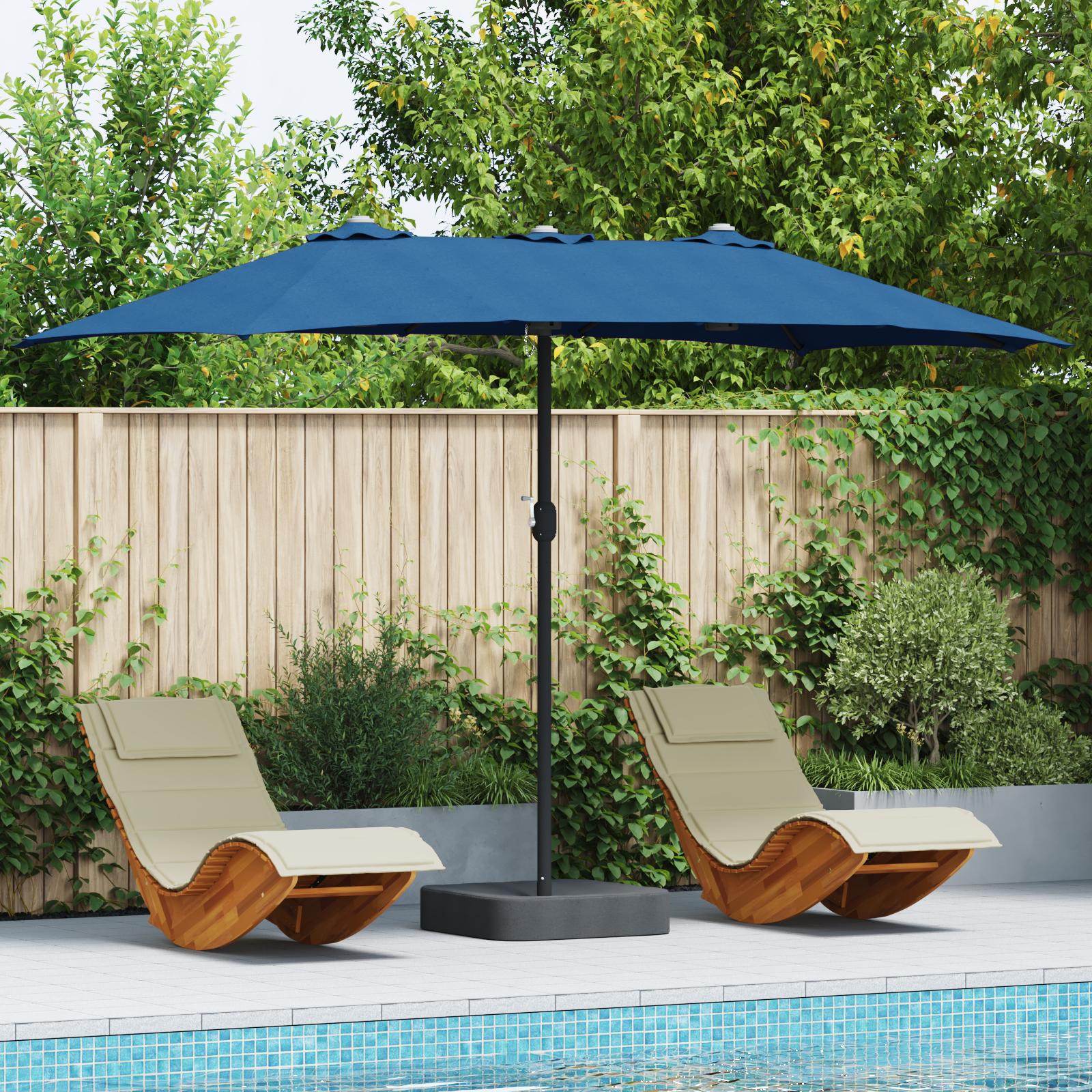 Haveparasol Blå 385 x 209 x 244 cm Stof