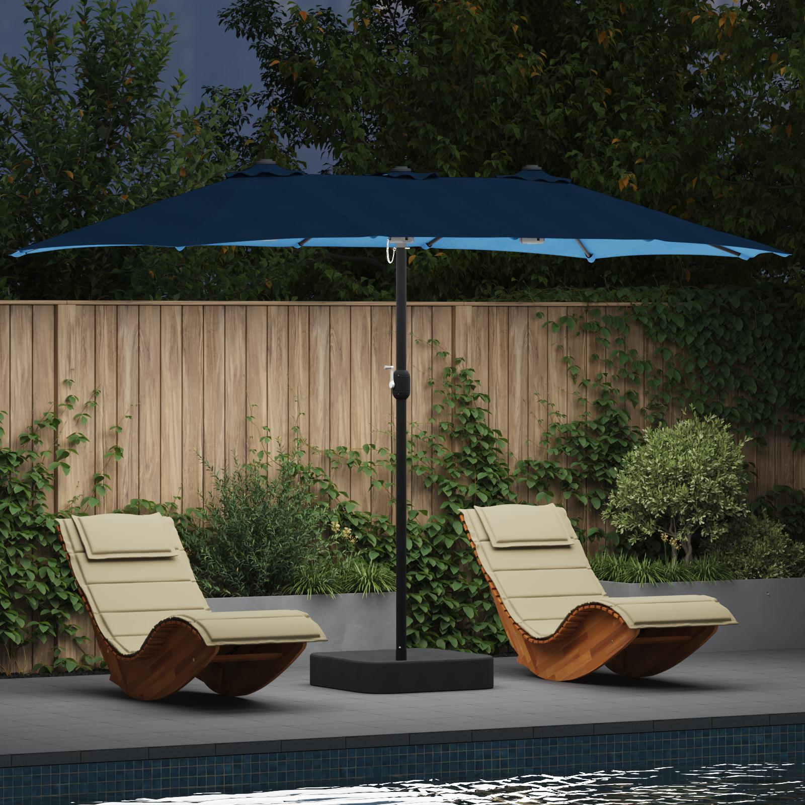 Haveparasol Blå 385 x 209 x 244 cm Stof
