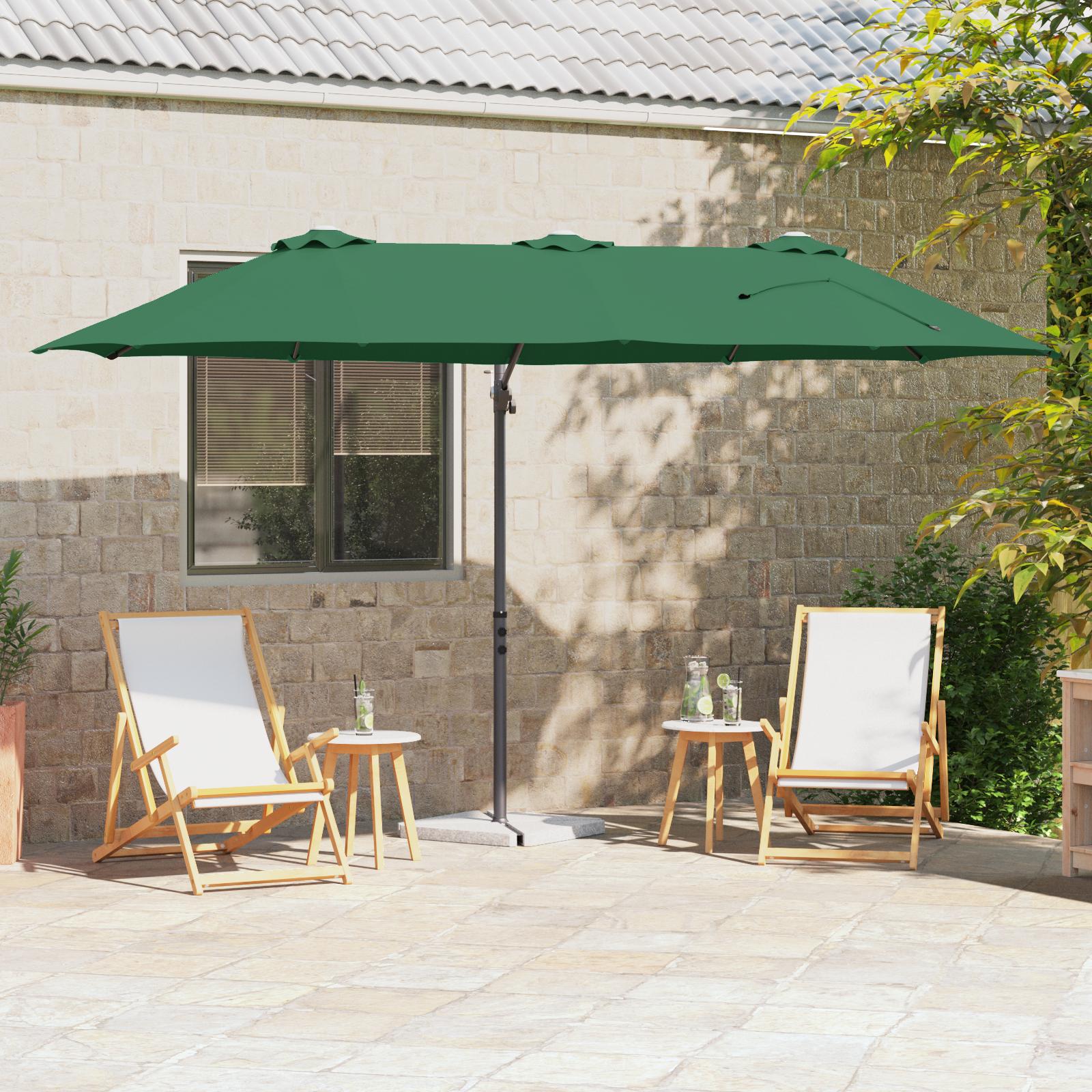 Havekant parasol Grøn 372 x 198 x 243 cm Pulverlakeret Stål