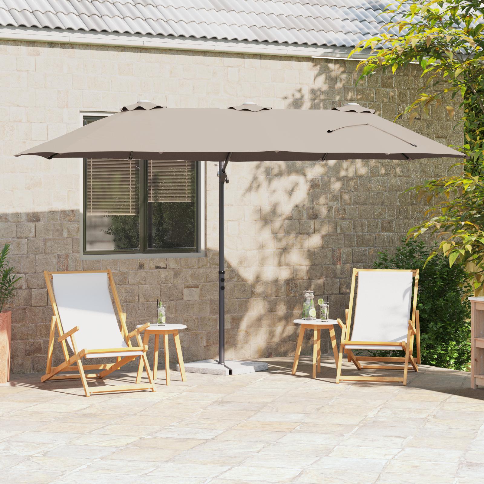 Havekant parasol Gråbrun 372 x 198 x 243 cm Pulverlakeret Stål