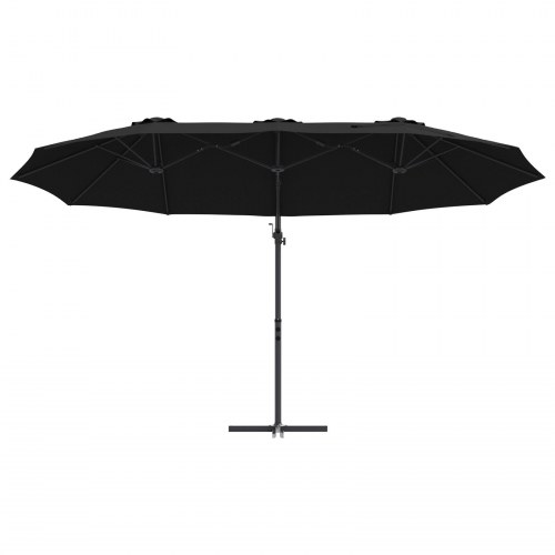 Havekant parasol Sort 372 x 198 x 243 cm Pulverlakeret Stål