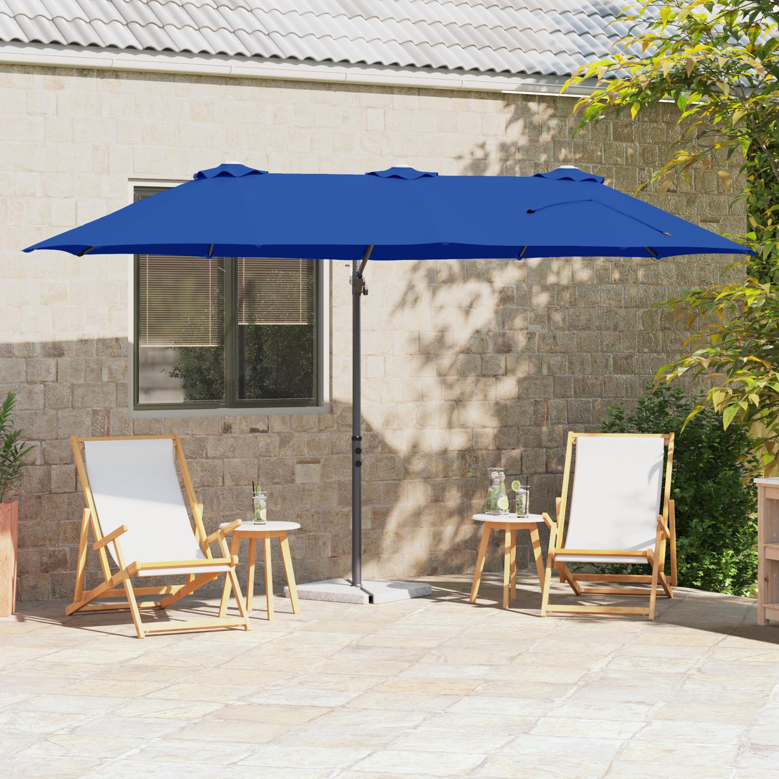 Havekant parasol azurblå 372 x 198 x 243 cm Pulverlakeret Stål