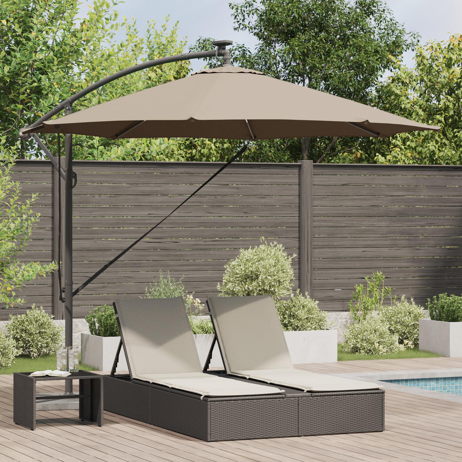 Cantilever parasol - gråbrun 294 × 294 × 248 cm, polyester og aluminium