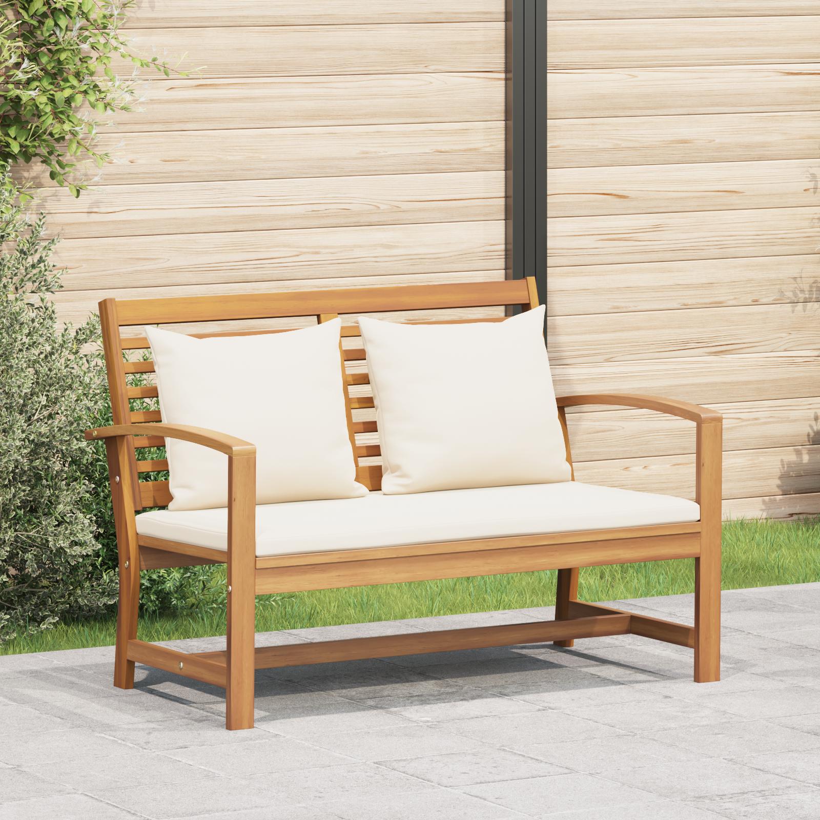 110 X 65 X 76,5 Cm Massiv Teaktræ - Natur og cremefarvet / bænk