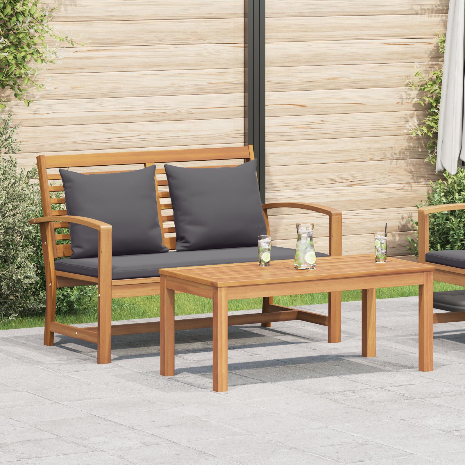 110 X 65 X 76,5 Cm Massiv Teaktræ - Naturlig og mørkegrå / bænk