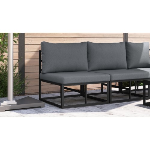 Udendørs Møbler med pude med pude Sort Aluminium