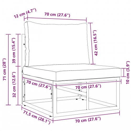 Udendørs Møbler med pude med pude Sort Aluminium