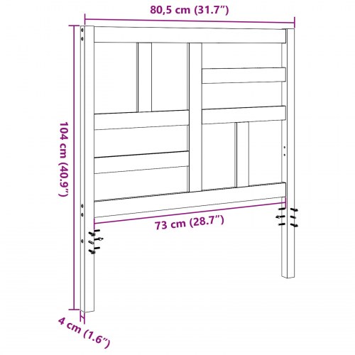 Sengegavl voks brun 80,5 x 4 x 104 cm i massiv fyrretræ