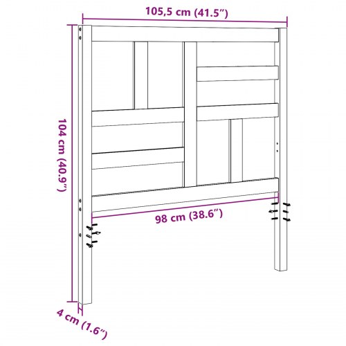 Sengegavl i massiv fyrretræ - voks brun 105,5 x 4 x 104 cm