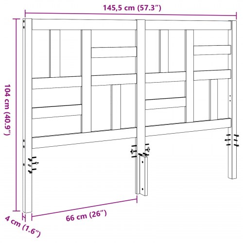 Senge Hovedgærde Gyldenbrun 145.5 x 4 x 104 cm Massivt fyrretræ