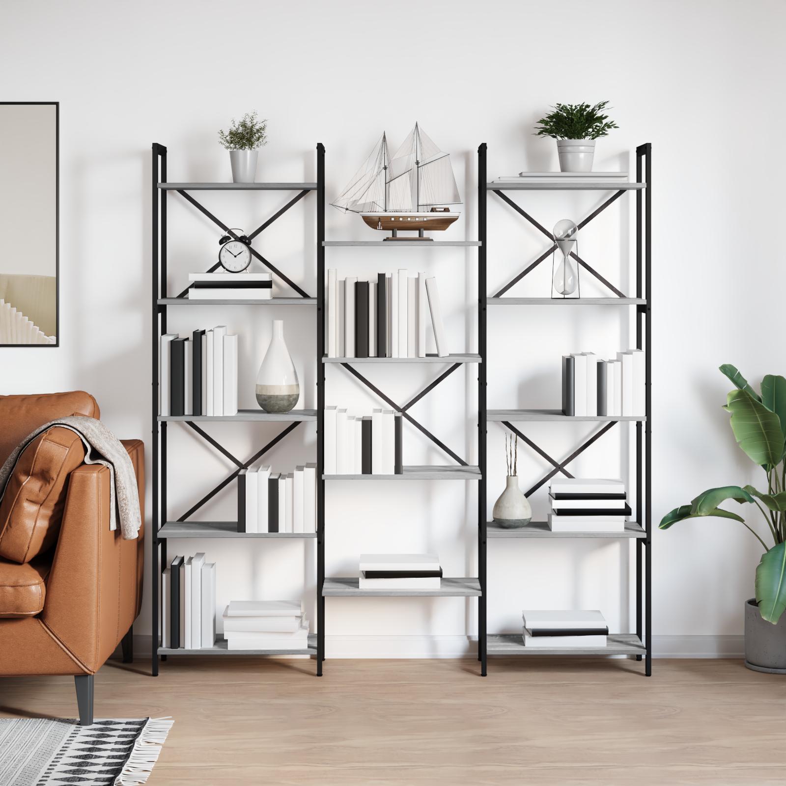Bogreol 156 X 25 X 167 Cm Konstrueret Træ - Grå sonoma-eg