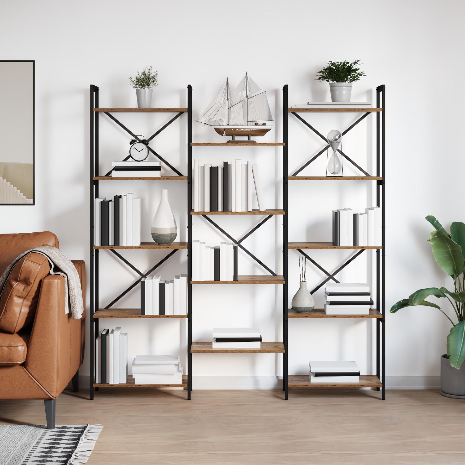 Bogreol 156 X 25 X 167 Cm Konstrueret Træ - Gammelt træ