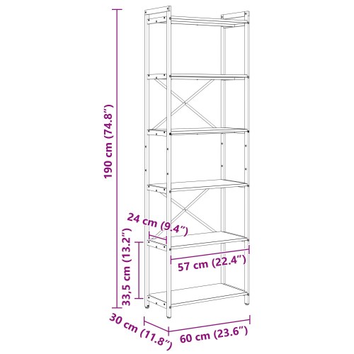 Bogreol Gammelt træ 60 x 30 x 188 cm Konstrueret træ