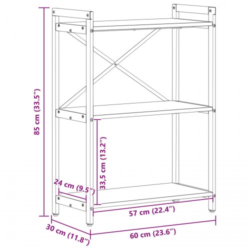 Bogreol Røget eg 60 x 30 x 83 cm Konstrueret træ