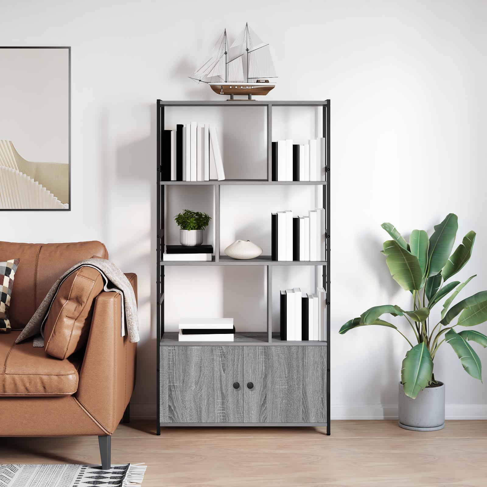 Bogreol Grå sonoma-eg 80 x 30 x 155,5 cm Konstrueret træ
